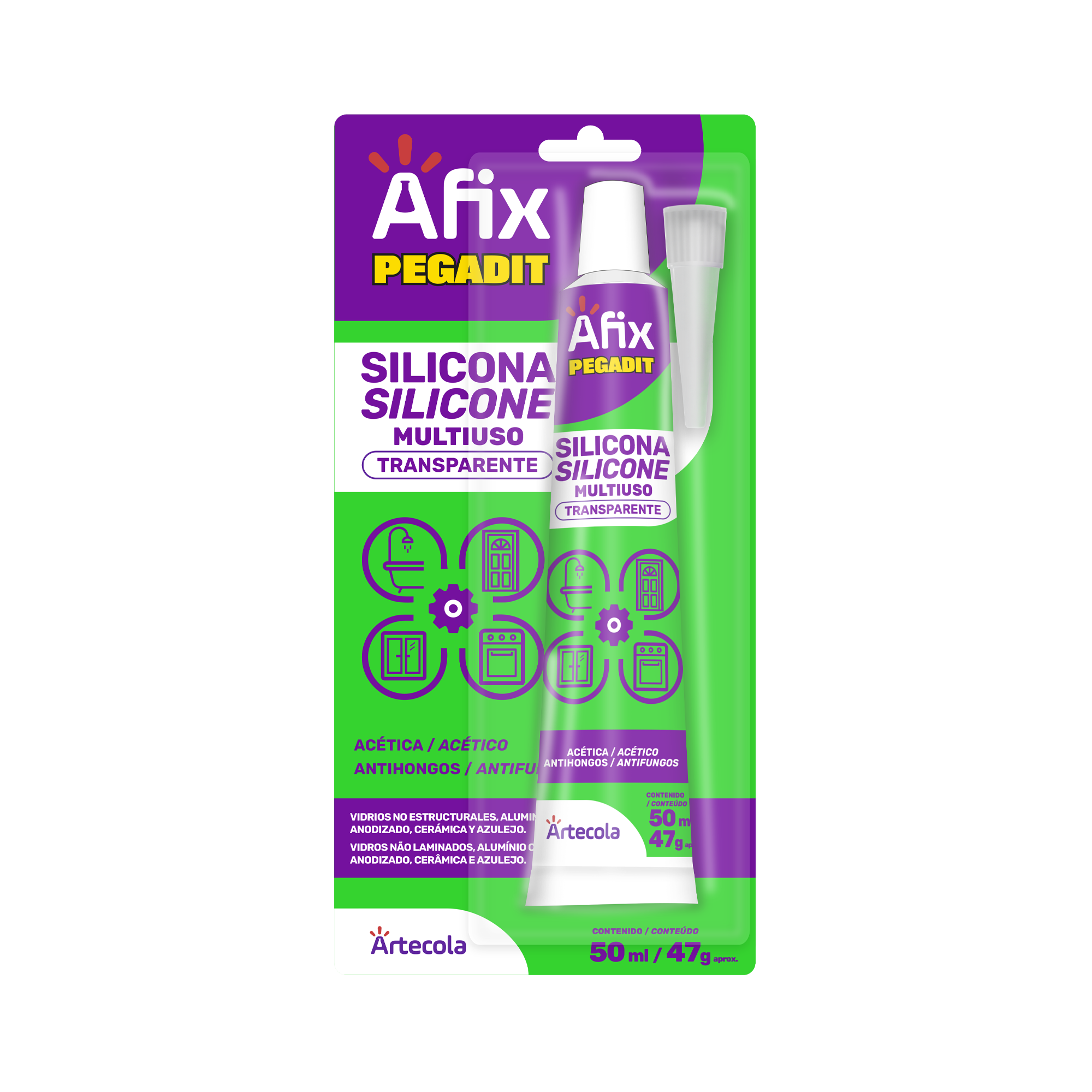 Afix Pegadit Silicona Acética Multiuso - Afix - Artecola